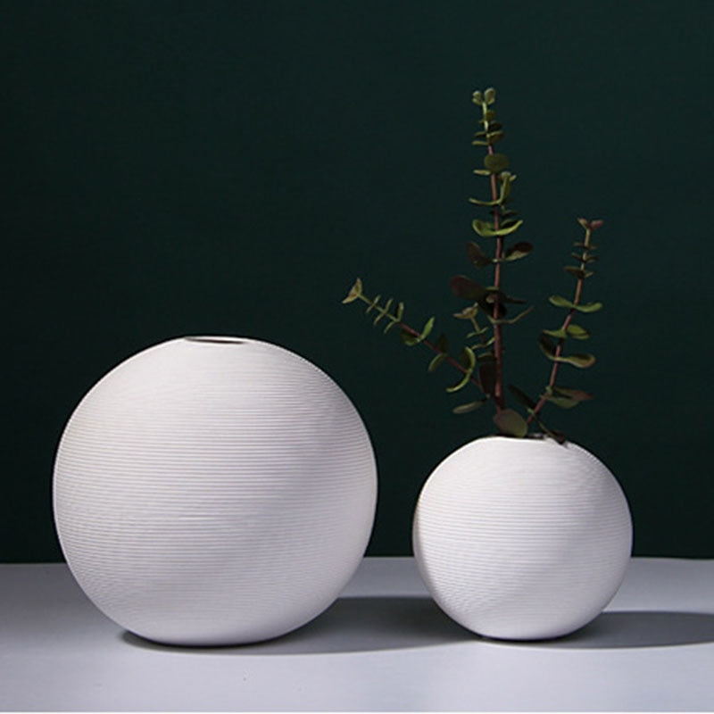 BIANCO-White ball Ceramic Vase - Andrea's Home