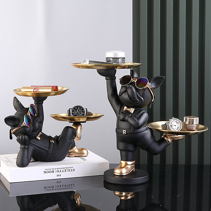 CONCIERGE-Standing French Bulldog Butler with Tray - Andrea's Home