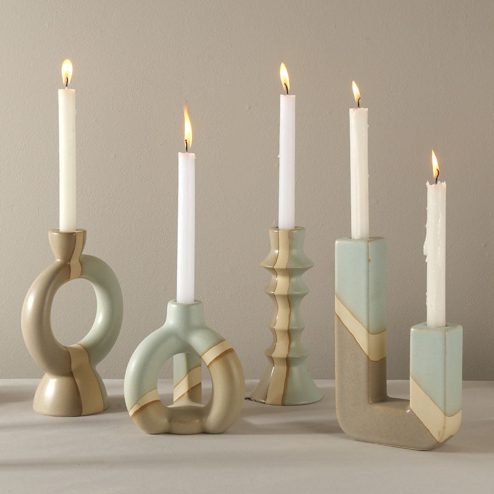 FLAME-Modern Ceramic Candlestick Holder - Andrea's Home