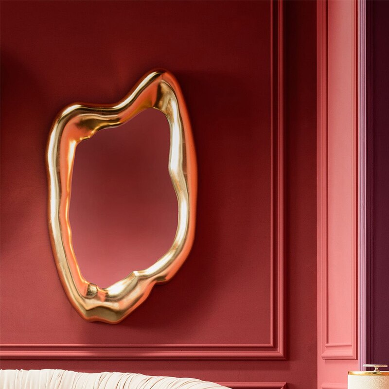 GOLDIE-Hanging Irregular Gold Decorative Mirror - Andrea's Home