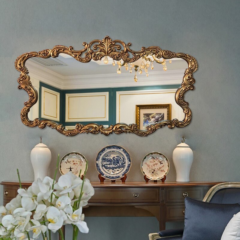 GLAMOUR-Vintage Gold Large Wall Decorative Mirror - Andrea's Home