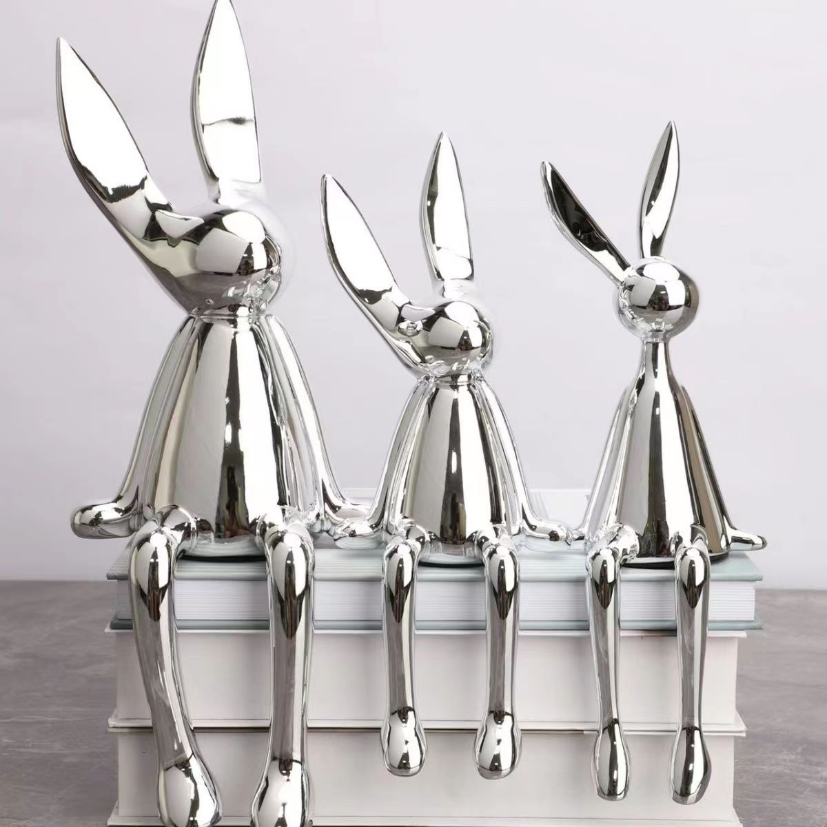 COOLBUNNY-Shiny Resin Rabbit Statue - Andrea's Home