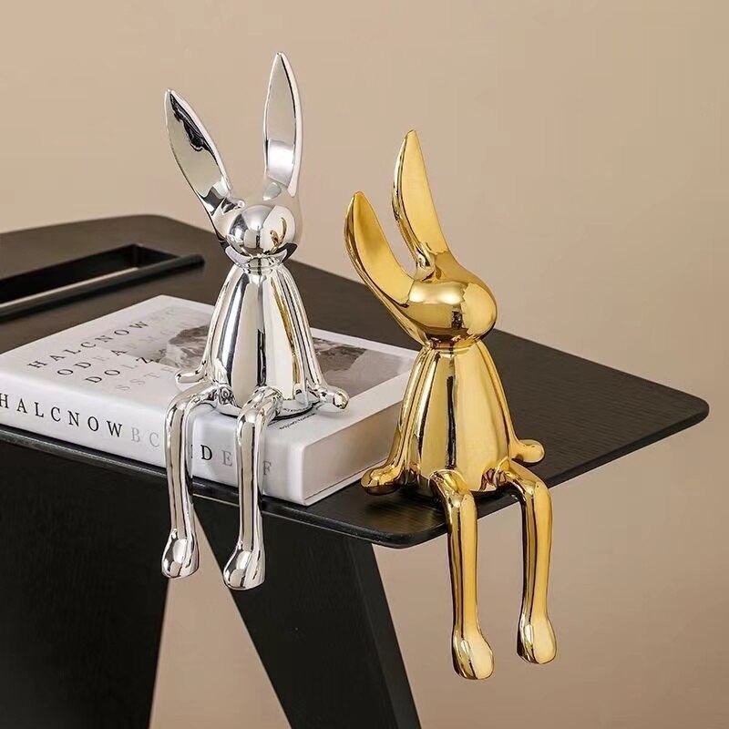 COOLBUNNY-Shiny Resin Rabbit Statue - Andrea's Home