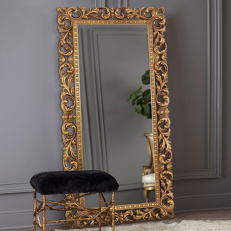 LILA-Large Standing Antique Gold Mirror - Andrea's Home