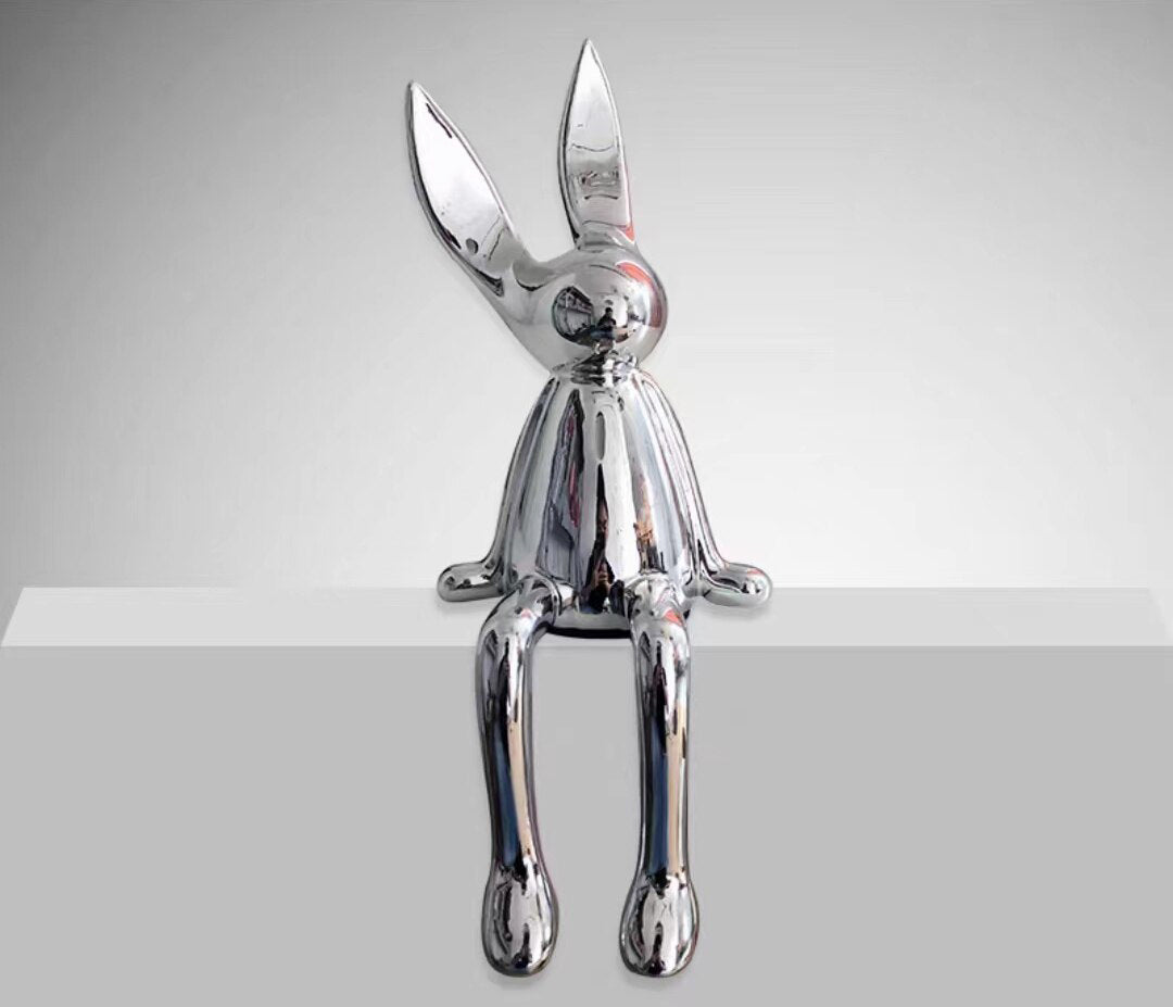 COOLBUNNY-Shiny Resin Rabbit Statue - Andrea's Home