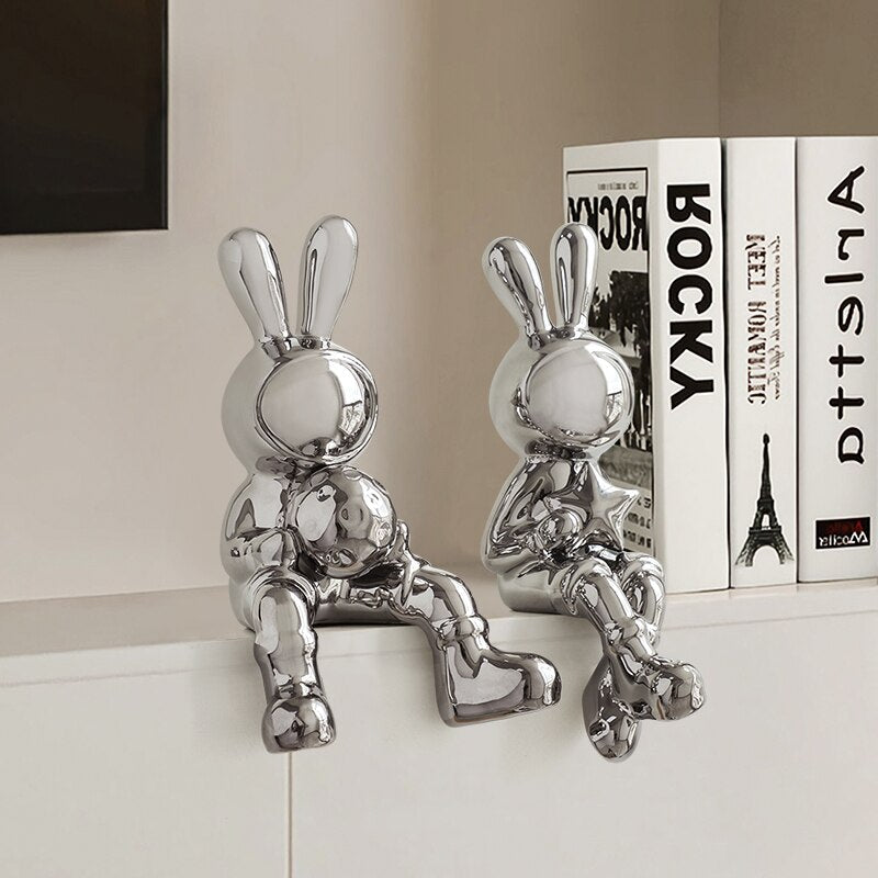 BUNNYLICIOUS-2 PCS Rabbit Figurines - Andrea's Home