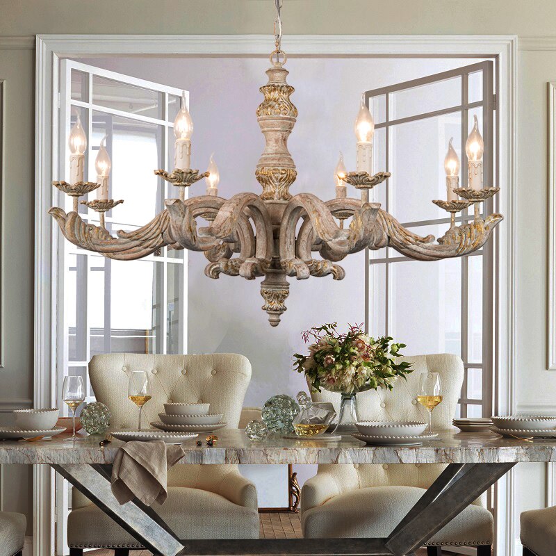 LUSTRE-French pastoral wooden chandelier - Andrea's Home