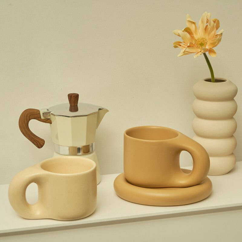 MUGGY-Ceramic Coffee Cup and Saucer Sets - Andrea's Home