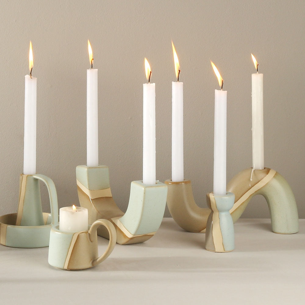 FLAME-Modern Ceramic Candlestick Holder - Andrea's Home