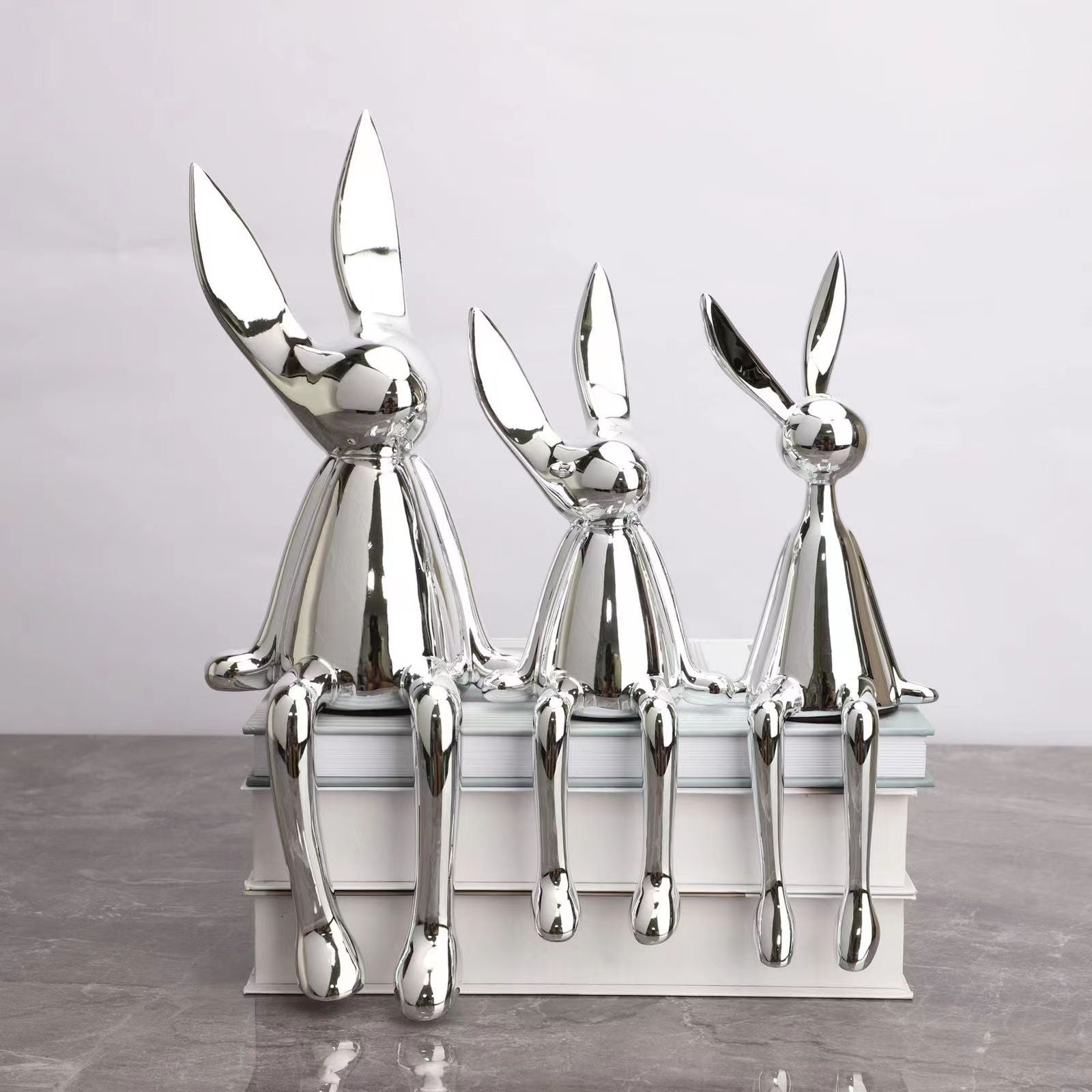 COOLBUNNY-Shiny Resin Rabbit Statue - Andrea's Home